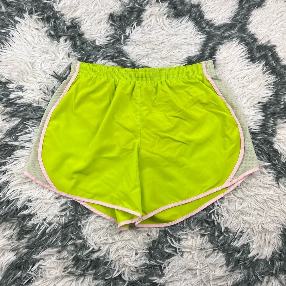 Nike Dri-Fit Kids Girls Green Pink Running Shorts Size XL